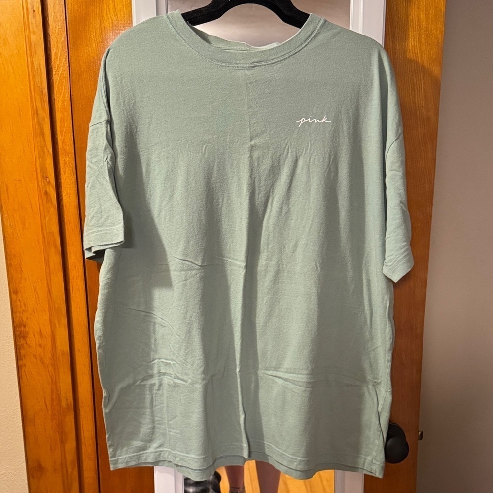 PINK Victoria's Secret Light Green Over Sized Short Sleeve Tee